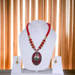 Red Color Wooden Beaded Necklace and Earrings Set / Ruchi