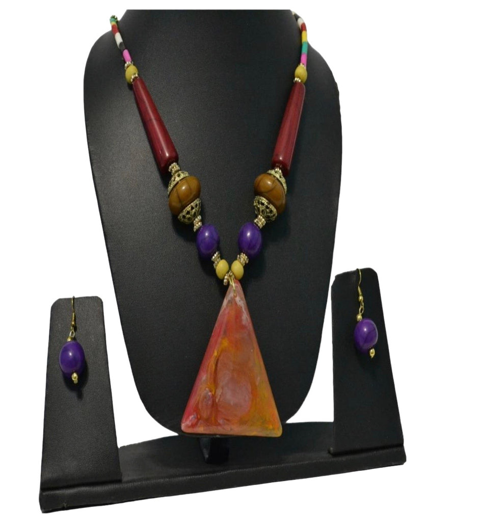 Women's Trendy Wooden Beaded Necklace Set / Ruchi