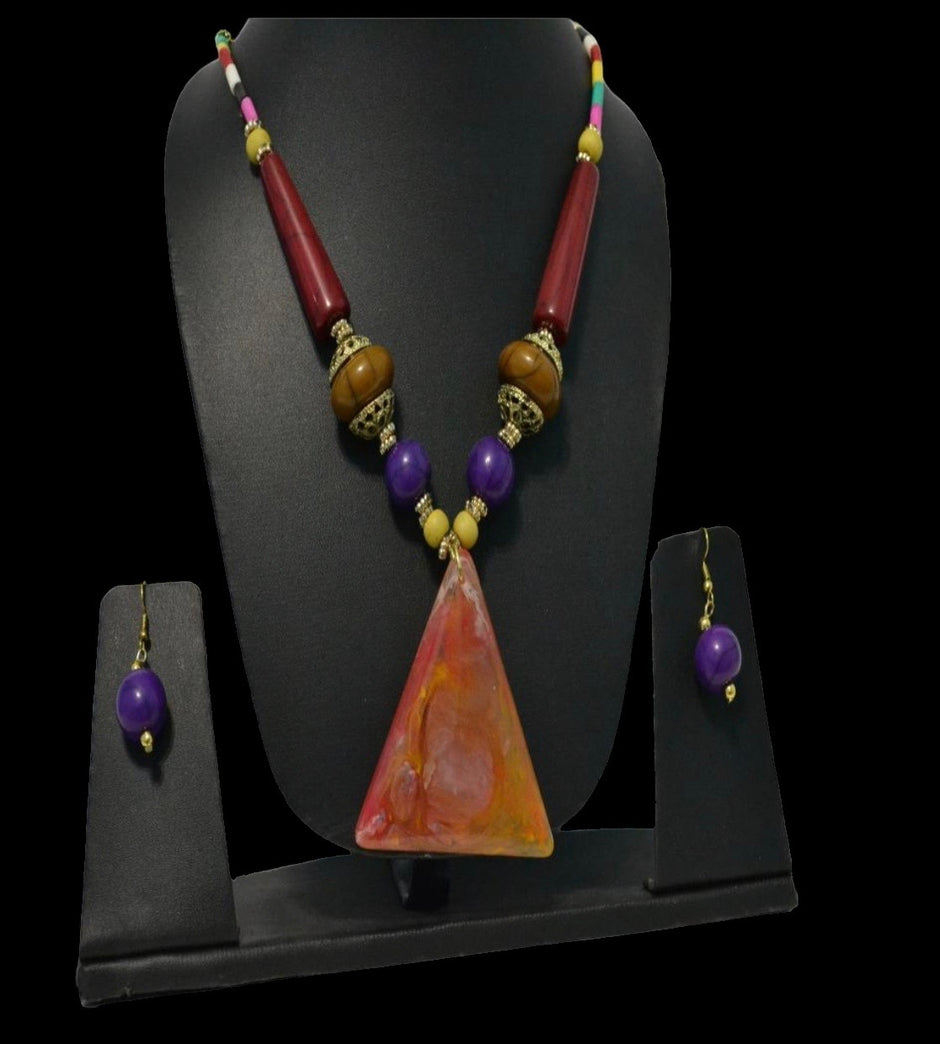 Women's Trendy Wooden Beaded Necklace Set / Ruchi