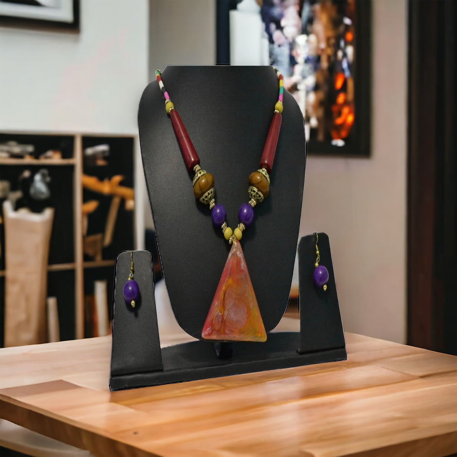 Women's Trendy Wooden Beaded Necklace Set / Ruchi