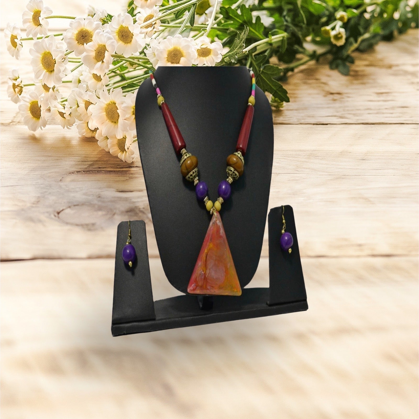 Women's Trendy Wooden Beaded Necklace Set / Ruchi