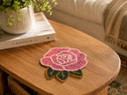 Pink Rose Floral Beaded Coaster Set of 2 / Ruchi