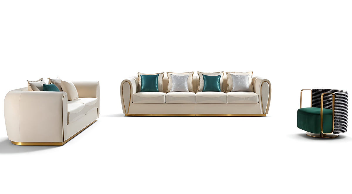 Post Modern 3 Pieces Fabric Upholstered Sofa Set / Ruchi