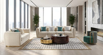 Post Modern 3 Pieces Fabric Upholstered Sofa Set / Ruchi