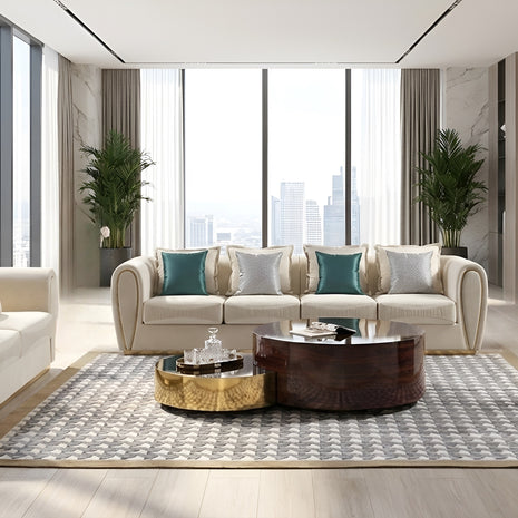 Post Modern 3 Pieces Fabric Upholstered Sofa Set / Ruchi