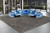 Power Reclining LED Leather Sectional Sofa / Ruchi