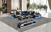 Power Reclining LED Leather Sectional Sofa / Ruchi