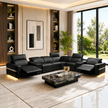 Power Reclining Leather Sectional Sofa With LED / Ruchi