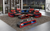 Power Reclining LED Leather Sectional Sofa / Ruchi
