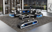 Power Reclining LED Leather Sectional Sofa / Ruchi