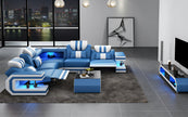 Power Reclining LED Leather Sectional Sofa / Ruchi