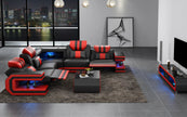 Power Reclining LED Leather Sectional Sofa / Ruchi