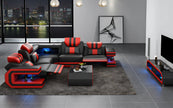 Power Reclining LED Leather Sectional Sofa / Ruchi