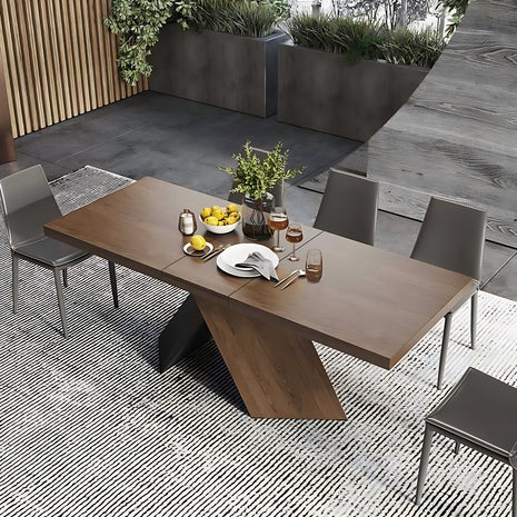 Rectangular Extendable Wooden Dining Table Set For 6 / Ruchi