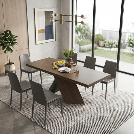 Rectangular Extendable Wooden Dining Table Set For 6 / Ruchi 