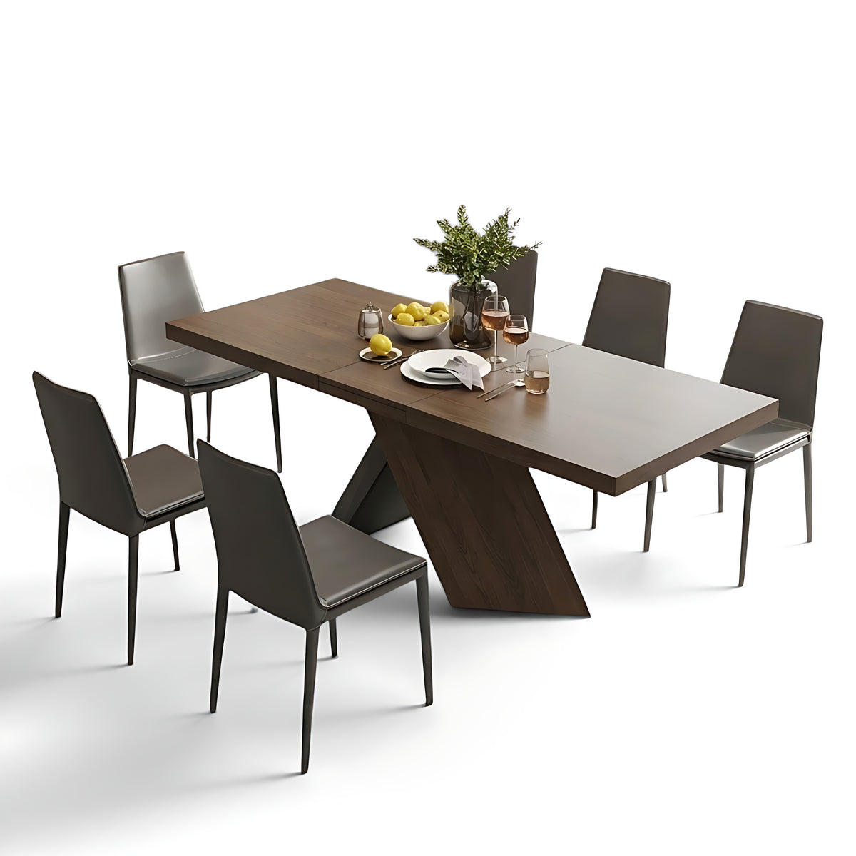 Rectangular Extendable Wooden Dining Table Set For 6 / Ruchi