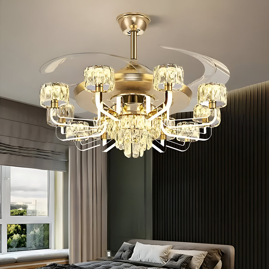 Remote Control LED Crystal Ceiling Fan Light / Ruchi