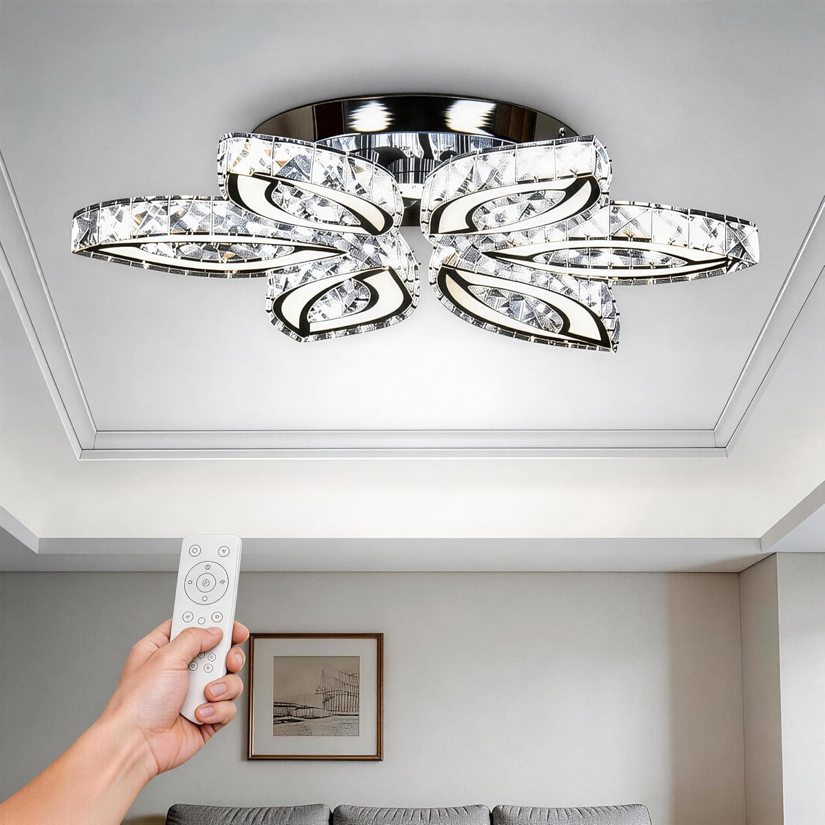 Remote Control LED Crystal Ceiling Lamp Chandelier / Ruchi