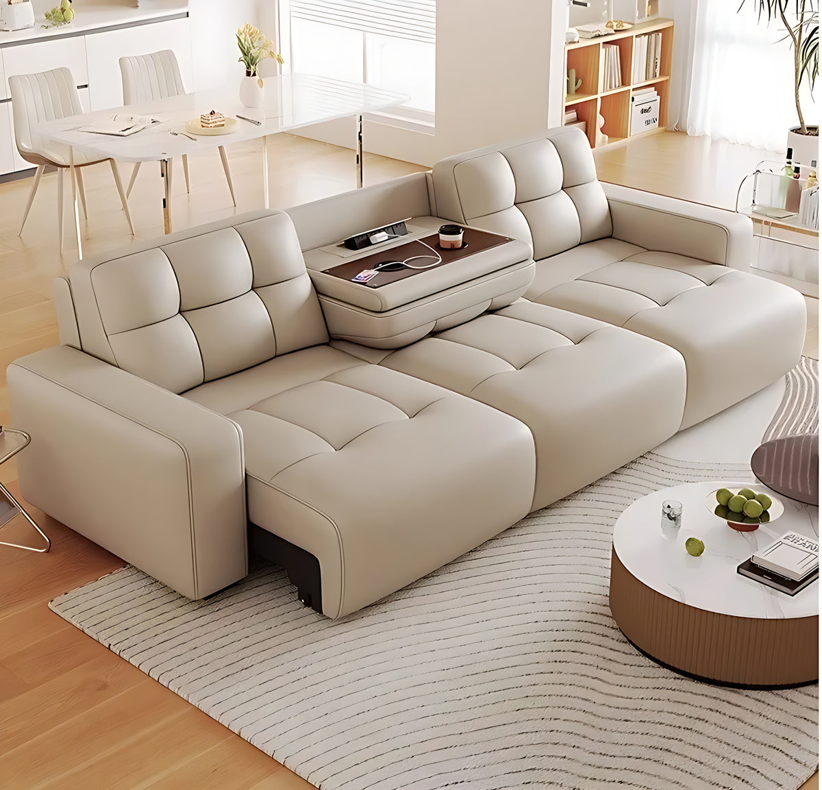 Remote Control Multifunctional Electric Extendable Leather Sofa Bed / Ruchi