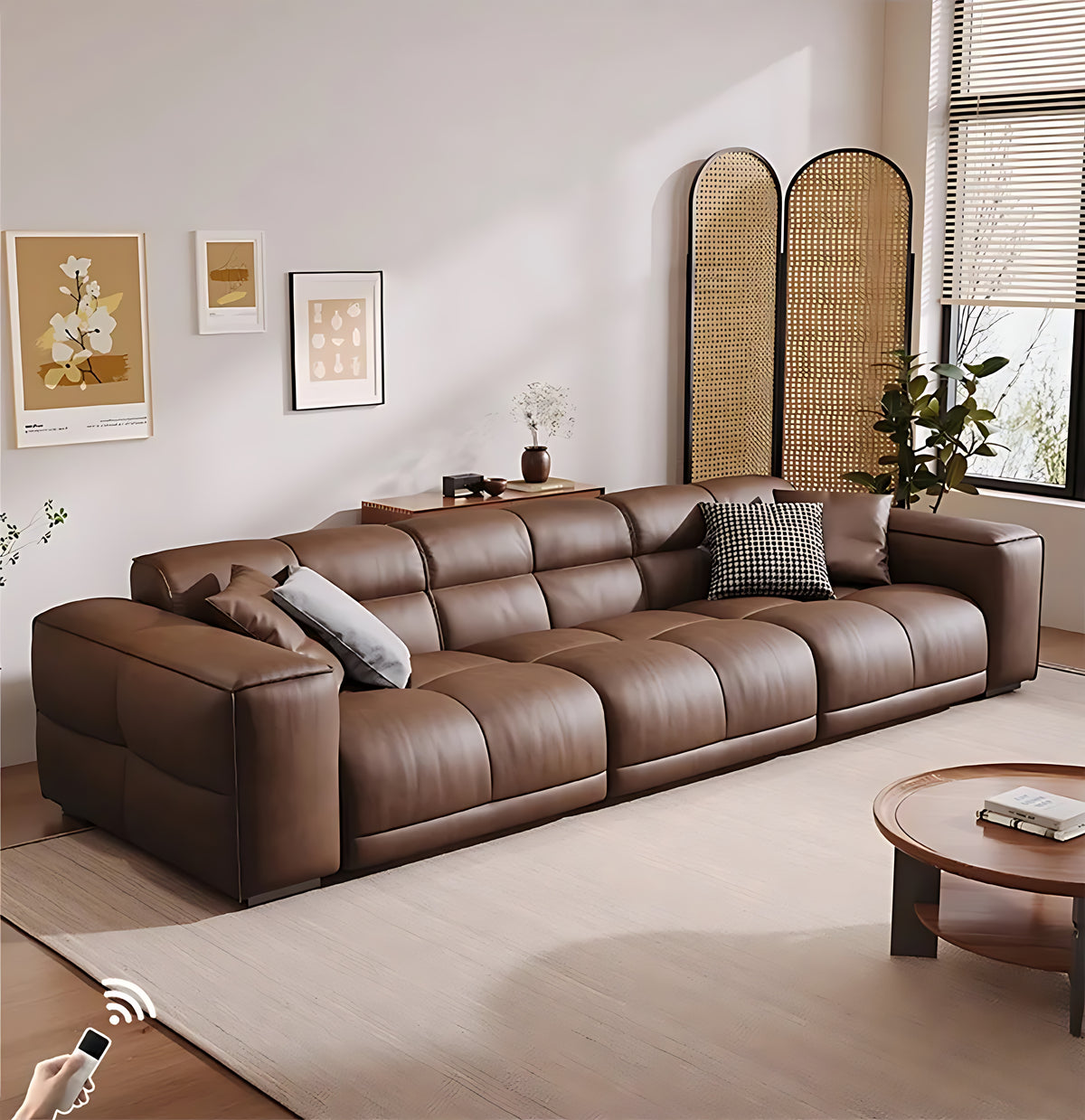 Remote Controlled Power Extendable Leather Sofa Bed / Ruchi