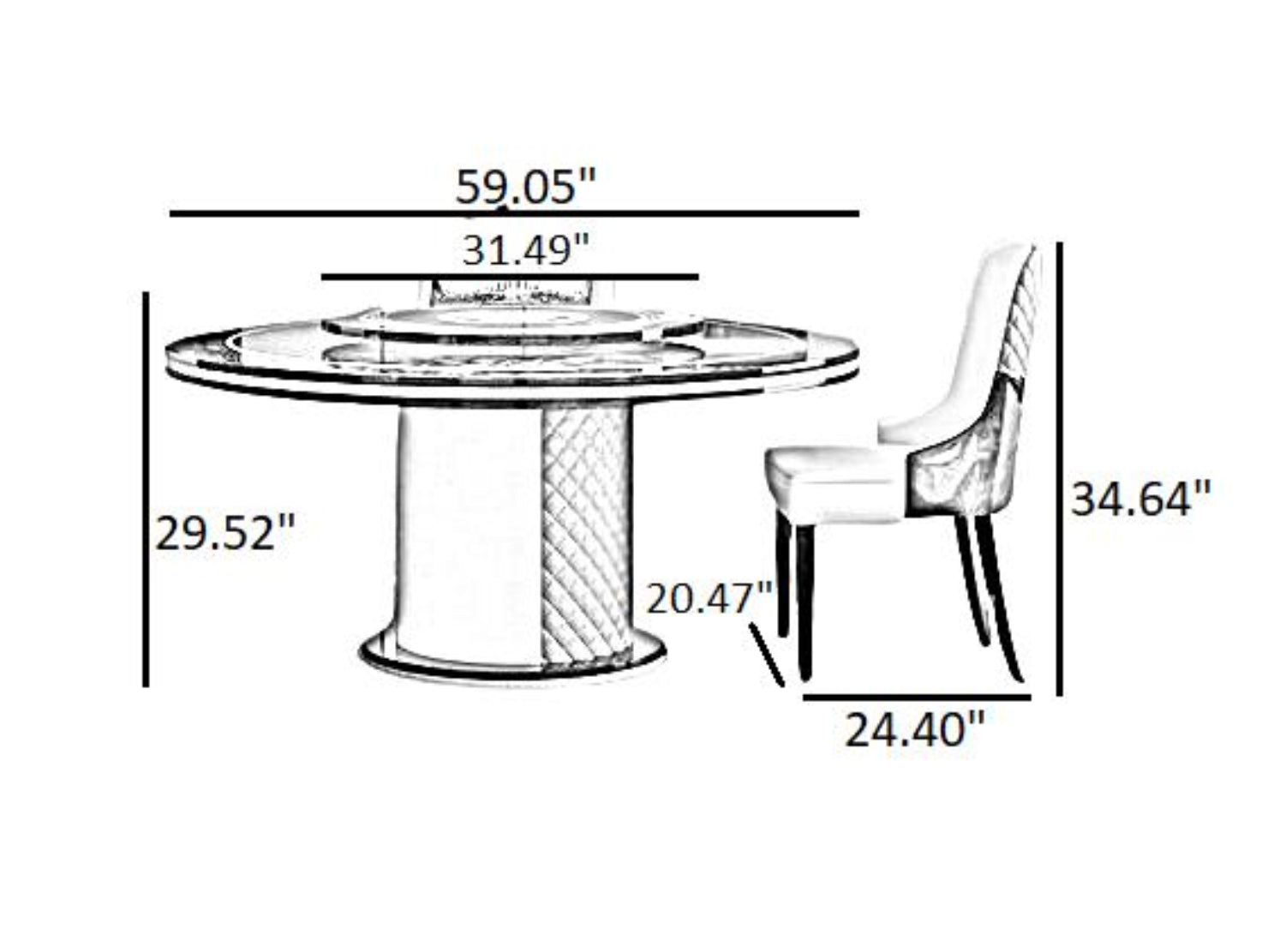 Round Wooden Dining Table Set With Lazy Susan / Ruchi