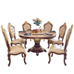 Round European Marble Top Dining Table Set