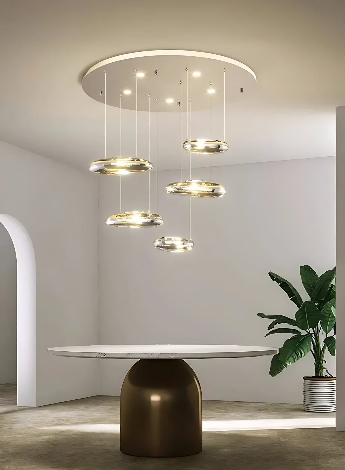 Round LED Chandelier For Dining Room / Ruchi