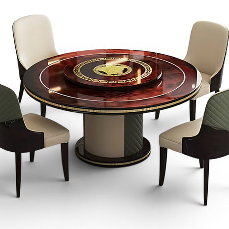 Round Wooden Dining Table Set With Lazy Susan / Ruchi