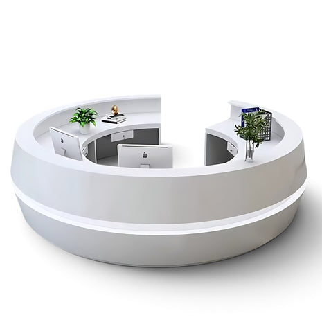 Round Wooden Modern Reception Desk With LED / Ruchi 