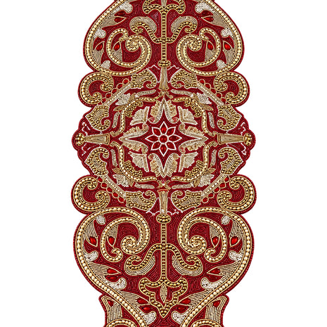 Royal Crimson & Gold Beaded Table Runner / Ruchi