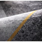 Elegant Black Grey Geometric Design Polyester Fiber Anti Slip Living Room Rug / Ruchi