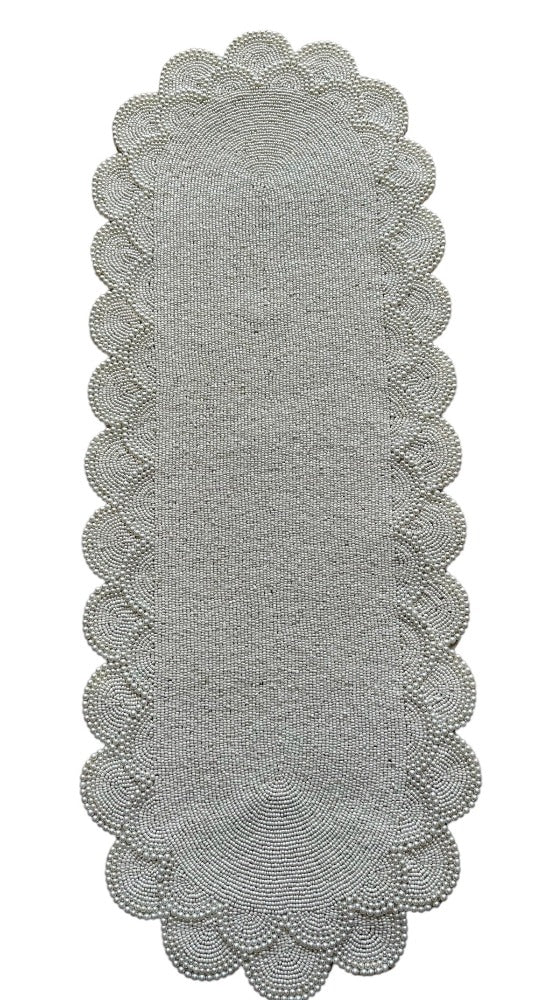 Elegant Grey Pearl Table Runner / Ruchi