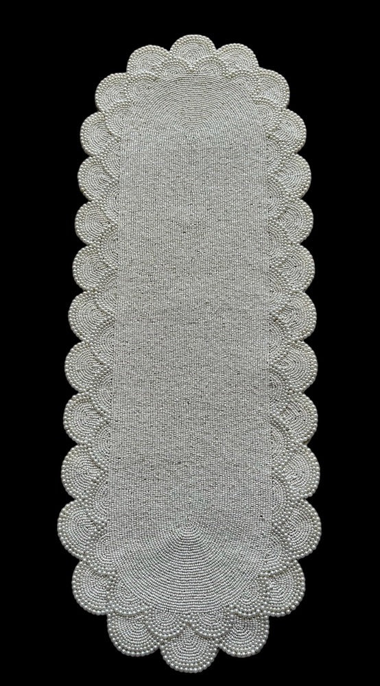 Elegant Grey Pearl Table Runner / Ruchi