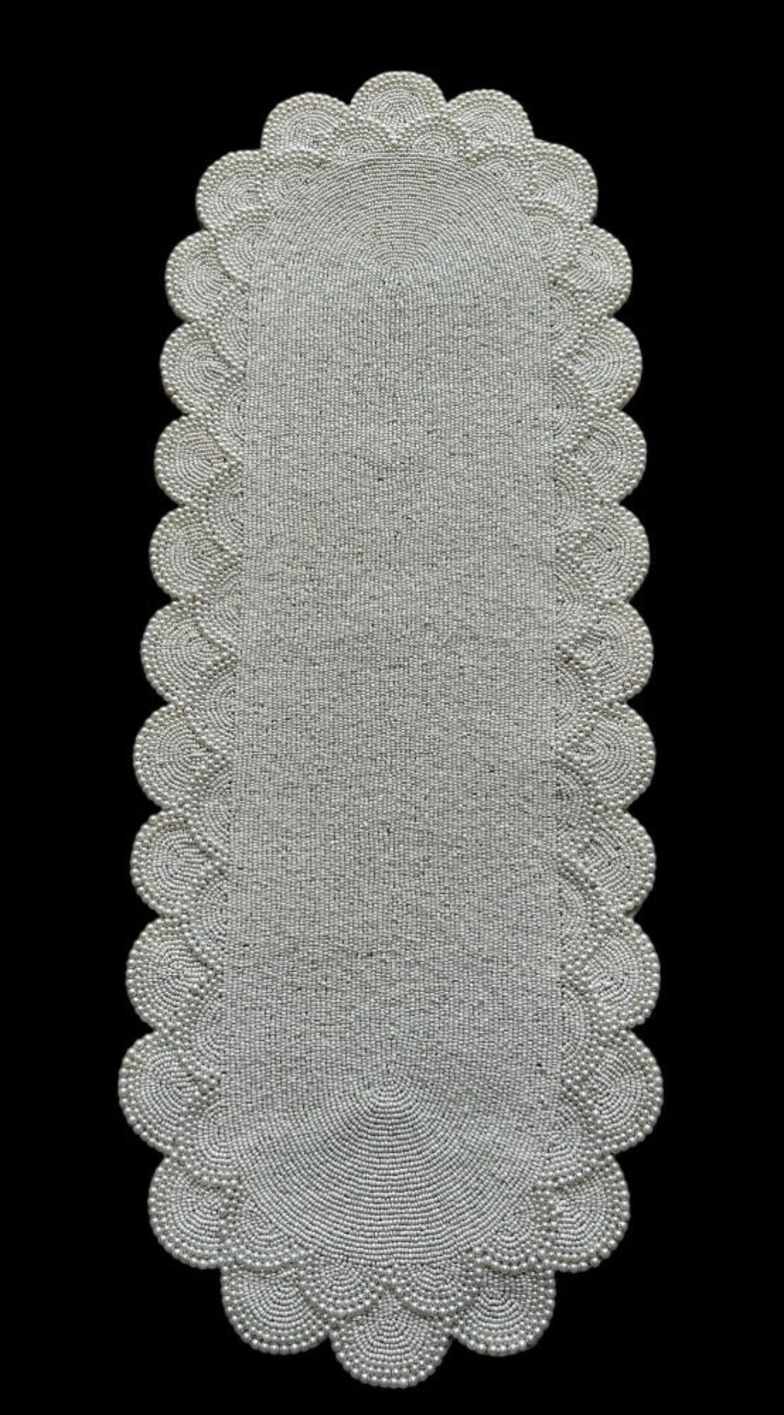 Elegant Grey Pearl Table Runner / Ruchi