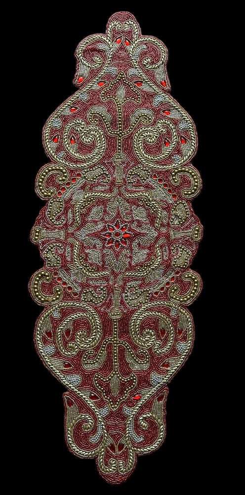 Red Stone Beaded Table Runner / Ruchi