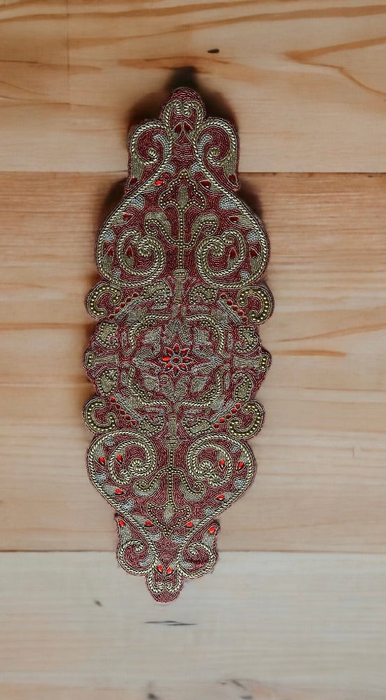 Red Stone Beaded Table Runner / Ruchi