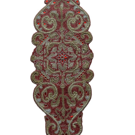 Red Stone Beaded Table Runner / Ruchi