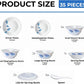 35 Pieces White Dinner Plates & Bowls Set / Ruchi