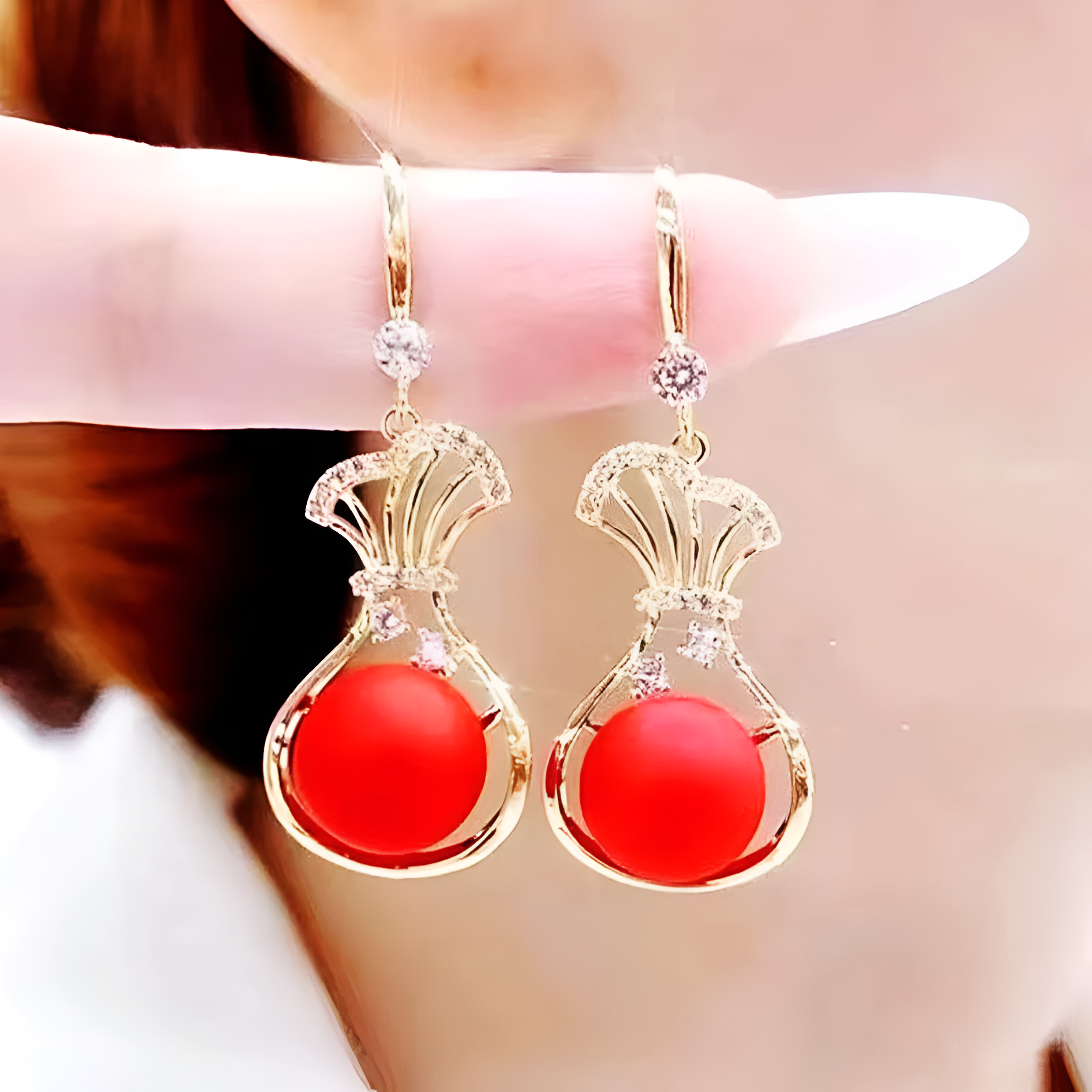 Round Cubic Zirconia Drop Earrings
