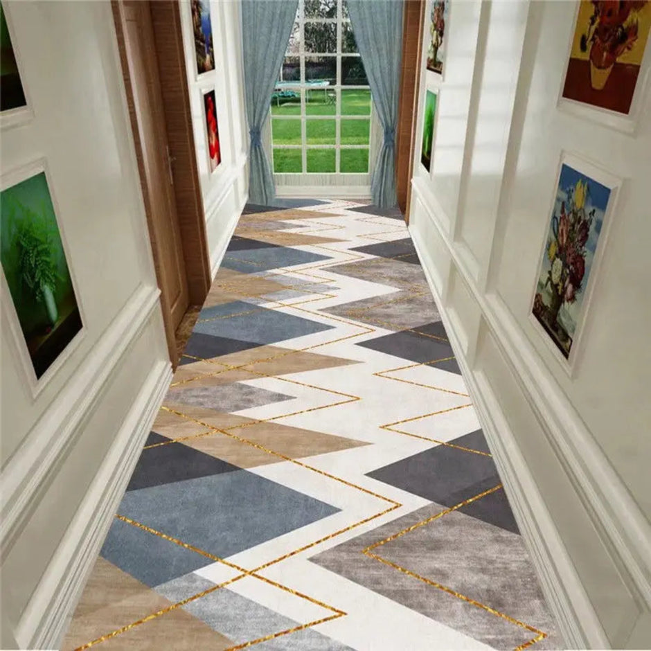 Non-Slip Polyester Long Hallway Runner Rug / Ruchi