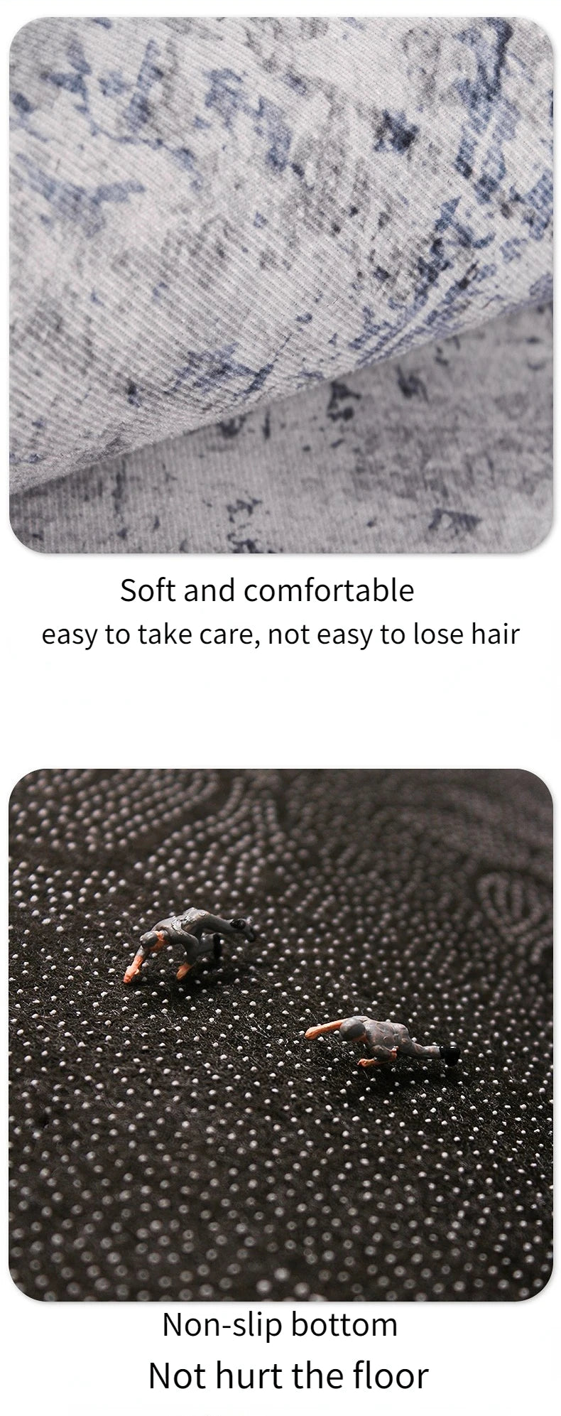 Elegant Abstract Design Anti Slip Cashmere Floor Rug / Ruchi