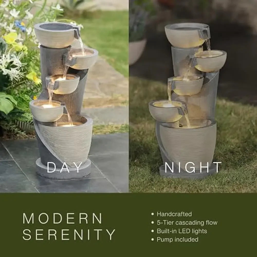 5-Tier Indoor/Outdoor LED Polyresin Water Fountain / Ruchi