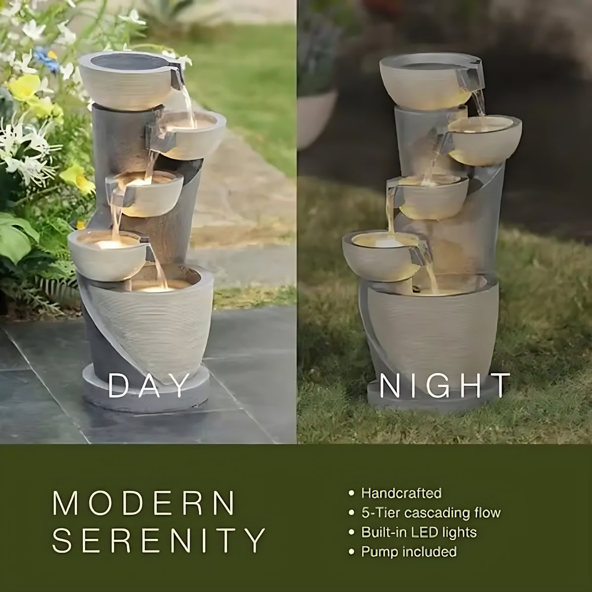 5-Tier Indoor/Outdoor LED Polyresin Water Fountain / Ruchi