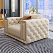 Button Tufted 3 Piece Leather Sofa Set / Ruhci