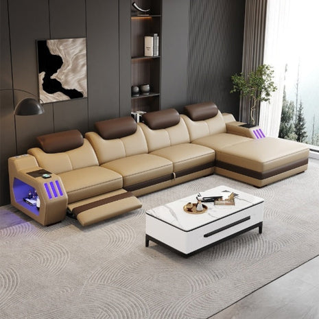Power Recliner Leather LED Sofa Bed / Ruchi