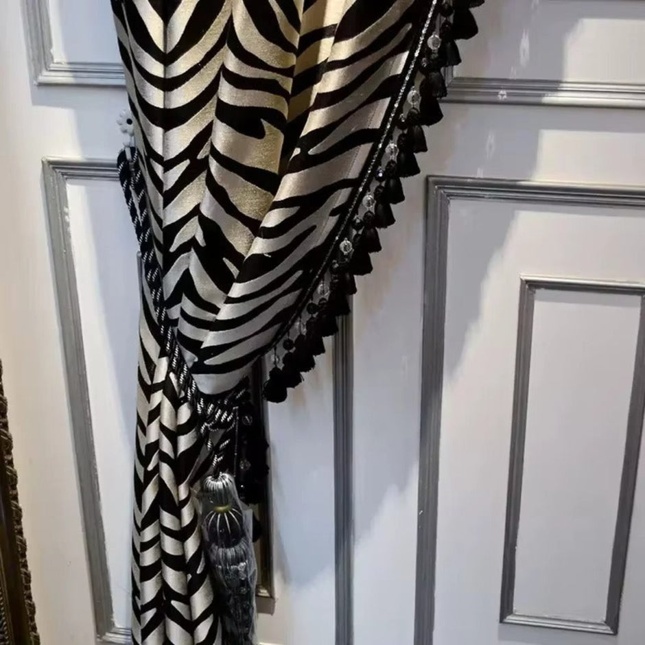 Polyester Tulle Window Curtain With Zebra Stripes / Ruchi