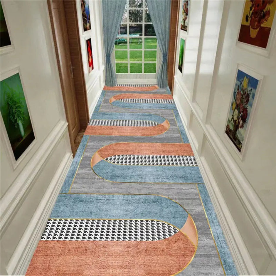 Non-Slip Polyester Long Hallway Runner Rug / Ruchi
