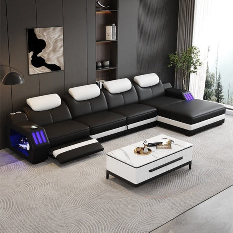 Power Recliner Leather LED Sofa Bed / Ruchi