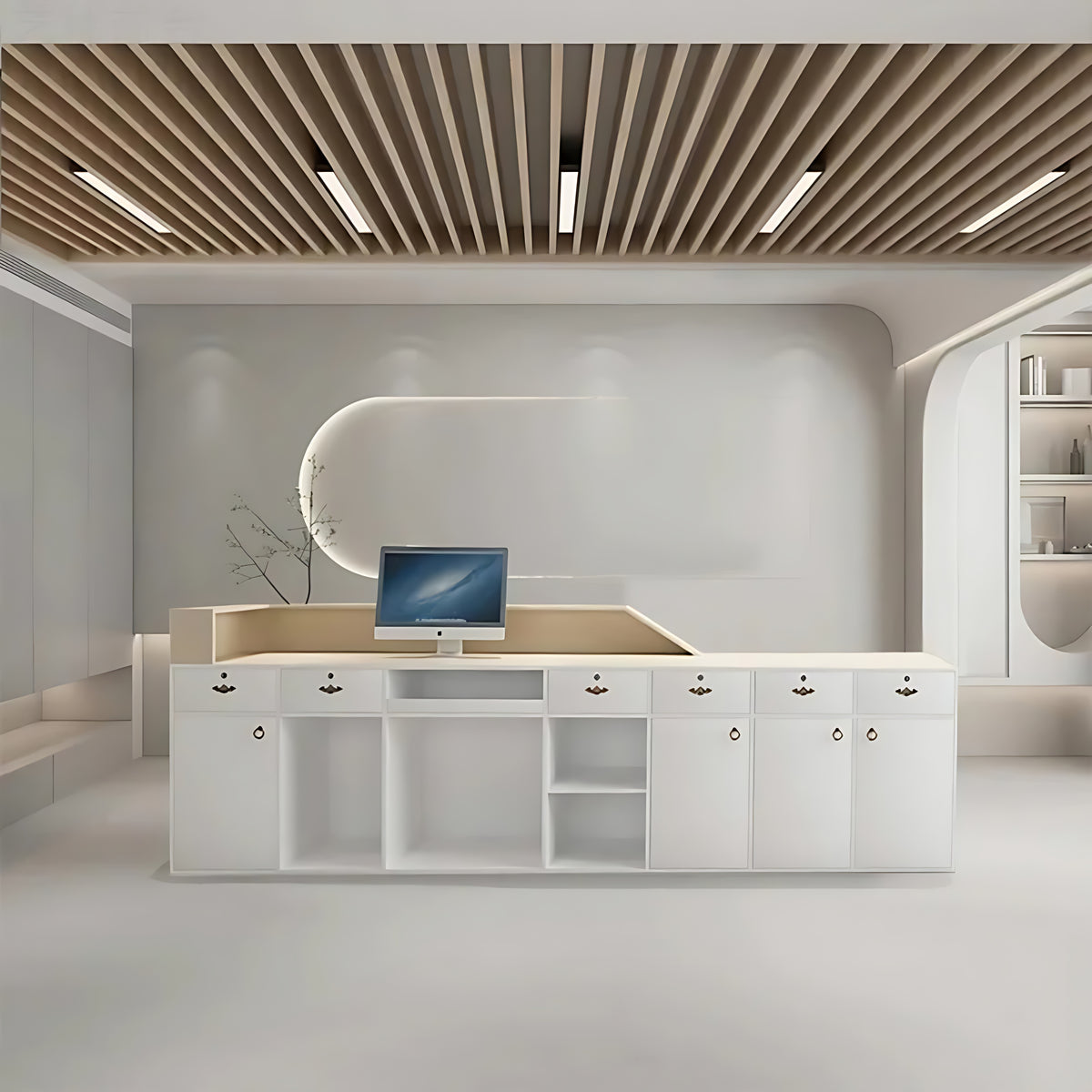 Modern Wooden Reception Desk With LED / Ruchi 