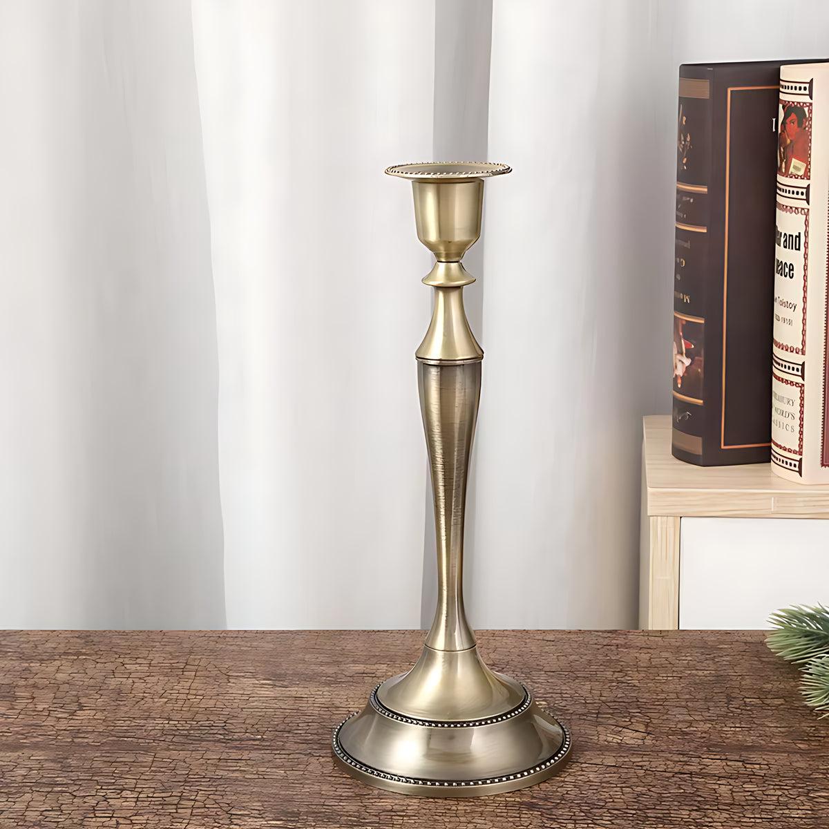 Vintage Metal Candle Holder Pillar / Ruchi